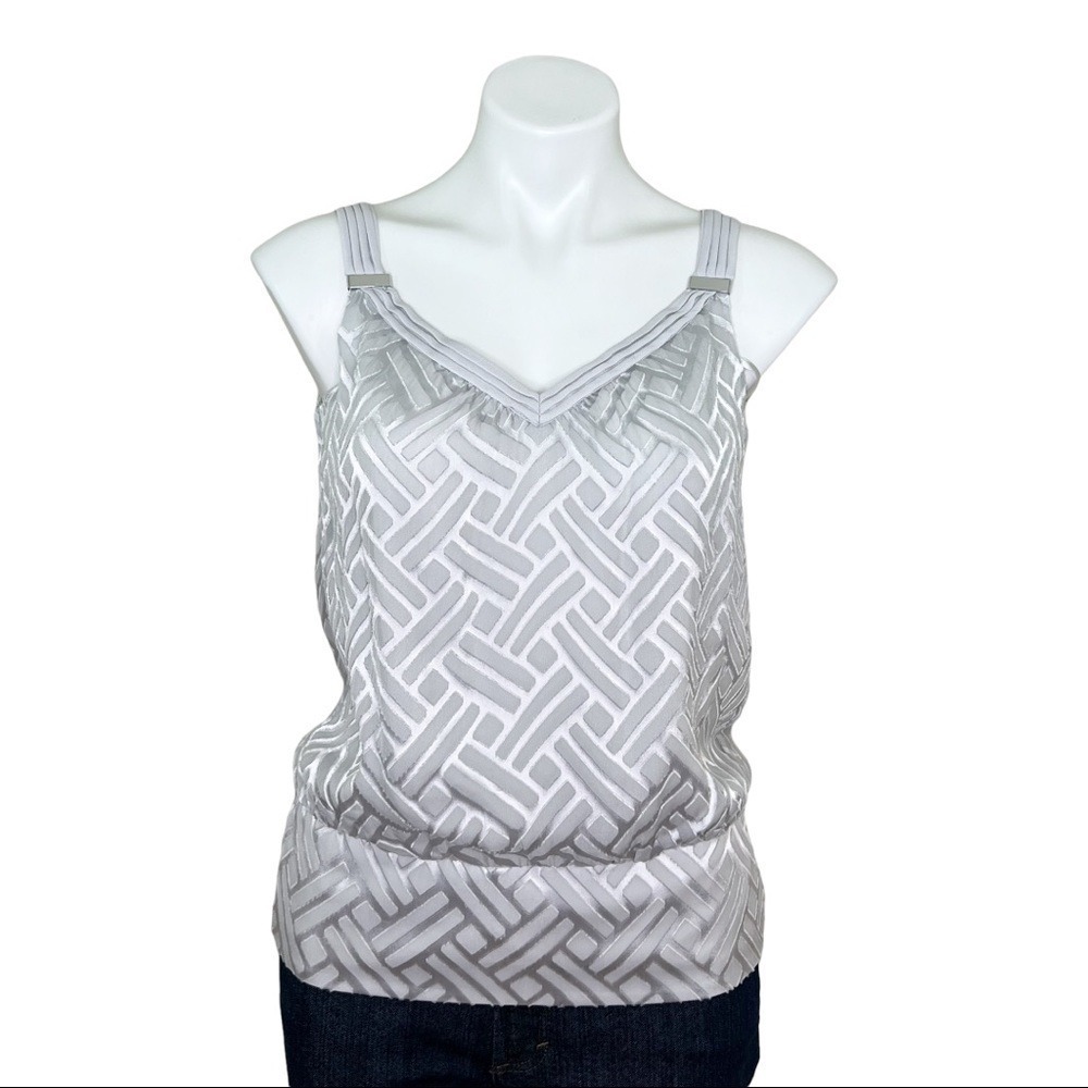 White House Black Market Blouse Gray Silver Top XS